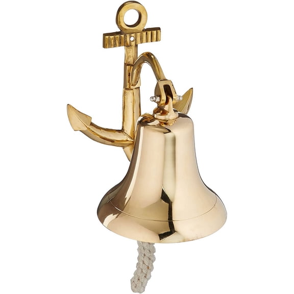 Nagina International 6" Brass Wall Anchor Bell - Nautical Décor Premium Spotless Pristine Polished Bell