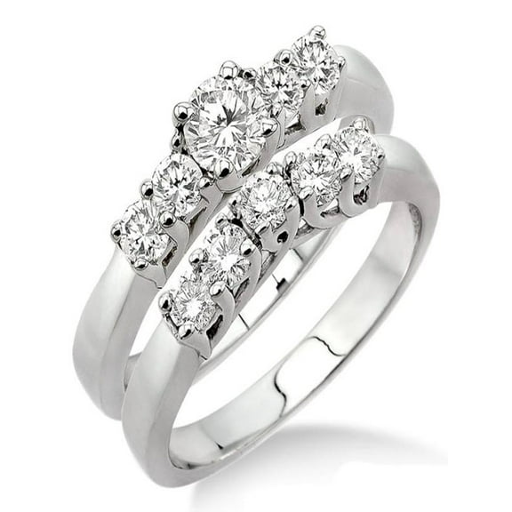 0.50 Carat Five Stone Bridal Set with Round Cut Diamond in 10k White Gold