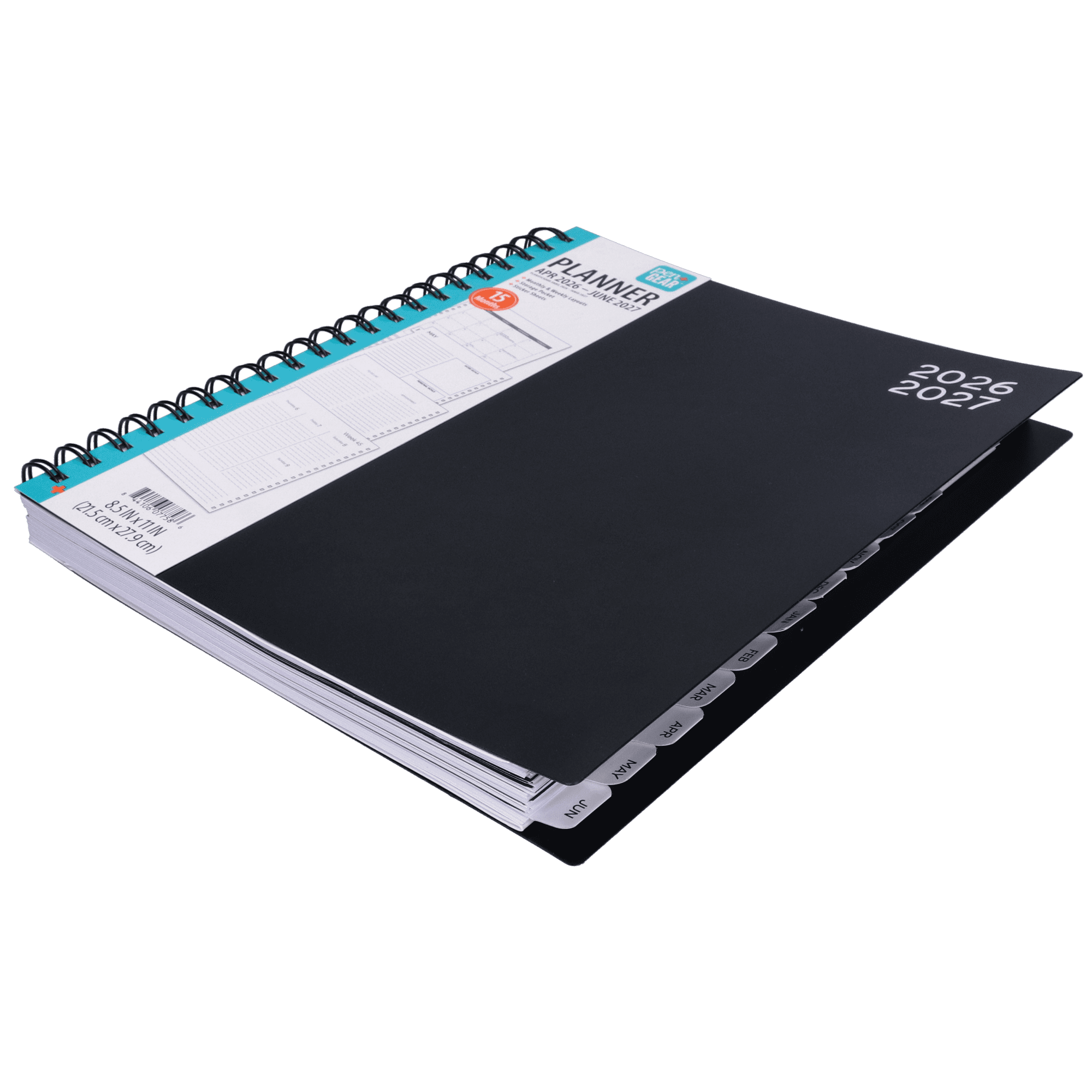 Pen+Gear 15-Month Weekly Planner, 8.5 in x 11 in, Black, April 2026-June 2027