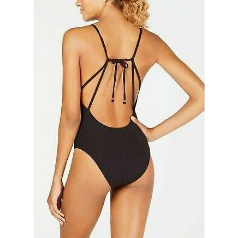 LUCKY BRAND Women's Black Plunged One Piece Swimsuit M 