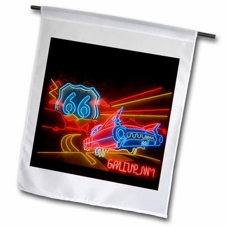 3dRose Route 66 Neon sign - Gallup Chamber of Commerce - US32 TDR0060 - Trish Drury - Garden Flag, 12 by 18-inch