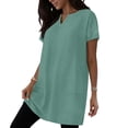 thumbnail image 5 of Otntypg Oversized Tunic Shirts for Women Casual Summer Short Sleeve V Neck Plain Tees Shirt Tops Loose Fit Baggy Long Tshirt Blouse with Pockets Mint Green M, 5 of 6