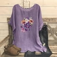 thumbnail image 2 of Birdeem Blouses pour Femmes, T-Shirt Décontracté à Broderie Imprimée, Manches Courtes, Coton et Lin, 2 of 12