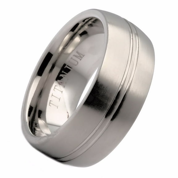 Metals Jewelry Adult Men's / Women's 8mm Titanium Brushed Double Groove Wedding Band Ring Size 12