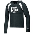 thumbnail image 2 of Women's Russell Heathered Black Texas A&M Aggies V-Neck Long Sleeve Raglan Hoodie T-Shirt, 2 of 3
