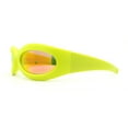 thumbnail image 3 of Trendy Thick Plastic Exaggerated Oval 90s Sport Sunglasses Green - Orange Mirror, 3 of 4
