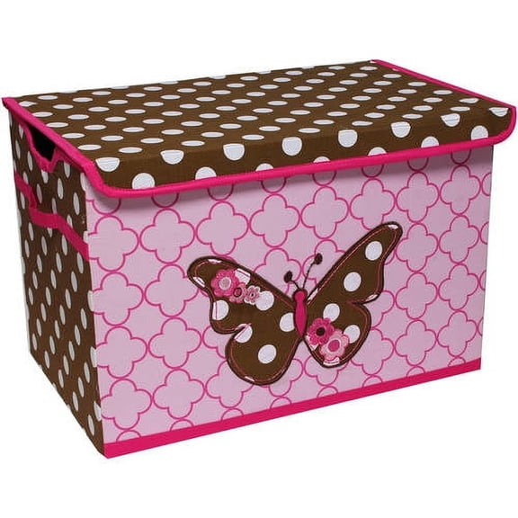 Bacati - Butterflies Girls Nursery Kids Storage Items, Pink/Chocolate