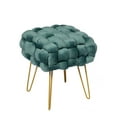 thumbnail image 1 of Jessar - Velvet Ottoman/Footstool with Metal Base, 14.9" x 14.9" x 16.9", Green, 1 of 4