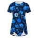 thumbnail image 4 of Blusas de Manga Corta para las Mujeres Botón Impreso Cuello Redondo Top Casual, Blusas para las Mujeres Casual, 4 of 5