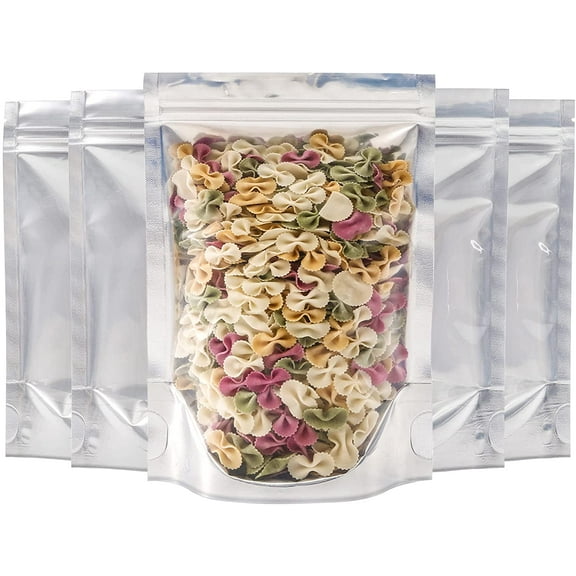 150 Pack 5 x 7.8 Inch Aluminium Foil Stand Up Food Pouches Bags with Resealable Lock Seal Zipper, Heat Sealable Packaging Bags for Jewelry, Screw, Food Storage