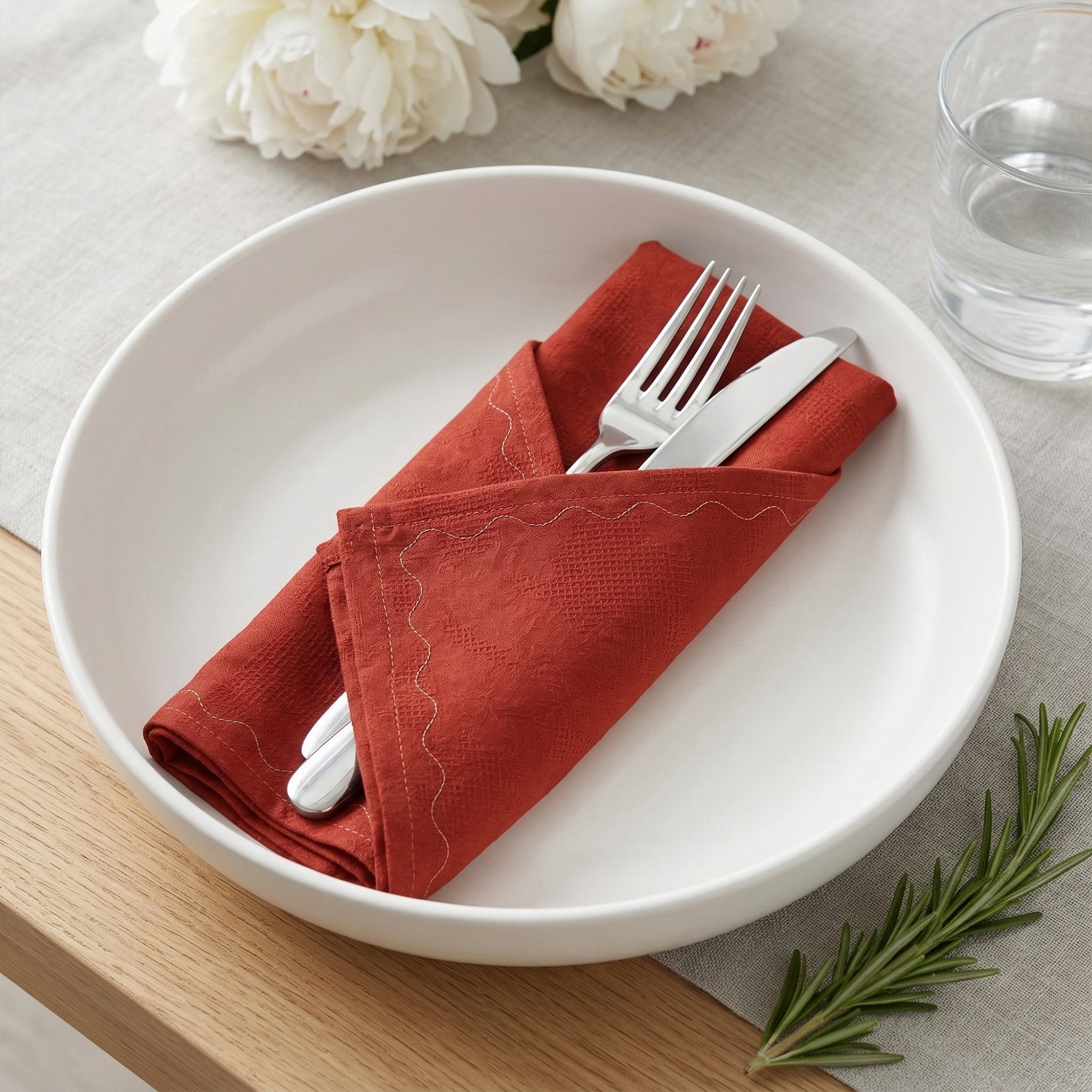 Unique Bargains 6Pcs Cotton Reusable Events Cloth Napkins Red 17x17inch
