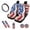 American Flag Print, variant on Uorisanigo American Flag Sunflower 10 Pieces Auto Accessories Set with Comfortable Car Seat Covers and Steering Wheel Cover Car Seat Belt Cover Auto Water Cup Pad Suitable for Cars SUVs