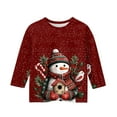thumbnail image 4 of Girls Long Sleeve Christmas Top Festive Snowflake Print Pullover Crewneck Casual Holiday Shirt for Kids Winter Outfit, 4 of 4