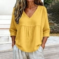 thumbnail image 6 of Womens Floral Babydoll Tops，Plus Size Bohemian Clothes Lightweight Gauze 3/4 Sleeve Blouses Gauze Shirts For Women Floral Blouses For Women Beach Vacation Blouses Boho Floral Tops 2XL, 6 of 8