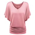 thumbnail image 5 of Mohiass Batwing Short Sleeve Dolman Tops for Women Plus Size Banded Bottom Fold Hem Top Casual Loose Flowy T Shirts Pink L, 5 of 5