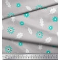 thumbnail image 3 of Soimoi Gray Rayon Fabric Star & Holly Leaves Printed Craft Fabric by the Yard 42 Inch Wide, 3 of 3