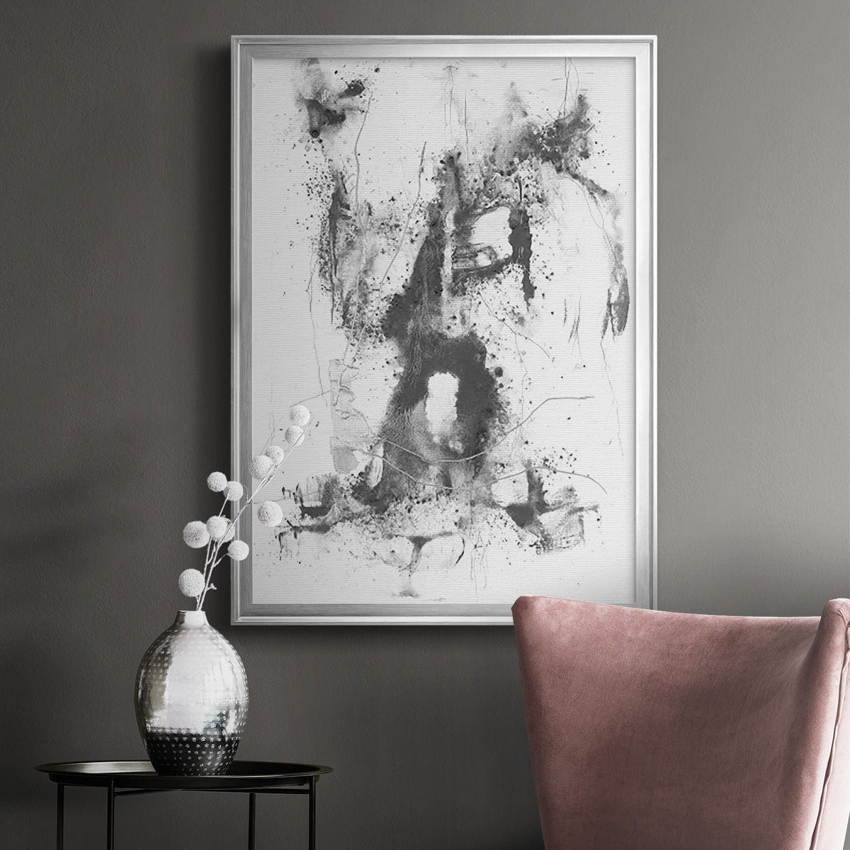 Graphite Abstract II Premium Framed Print, in Gold, Black, or Silver - Ready to Hang