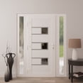 thumbnail image 4 of Front Exterior Prehung Metal-Plastic Door Frosted Glass | Manux 8933 White Silk | 2 Side Sidelite Transoms | Office Commercial and Residential Doors Patio Garage 56x80 (W12+32+12x80) Right-hand, 4 of 5