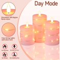 thumbnail image 2 of Flameless Candles 360 Degree Viewing Angle, with Starry String Lights, 3-Pack Fairy String Lights LED Candles, with 10-Key Remote Control, 24-Hour Timer Function, Dancing Flame, Real Wax(Rose)., 2 of 6