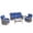 Gray/Blue, variant on Jentlehouse 5 Pieces Outdoor Patio Furniture Set,Wicker Rattan Patio Sofa Set with Swivel Chairs,2-Tier Table and Side Table,Outdoor Conversation Set for Poolside Balcony Backyard Porch