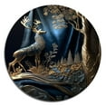 thumbnail image 3 of Designart "Golden Forest Encounter The Deer I" Landscape Forest Metal Round Wall Art Prints, 3 of 5