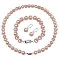 thumbnail image 1 of 1 Set of Shell Pearl Jewelry Decorative Bracelet Earring Necklace Jewelry (Pink), 1 of 8