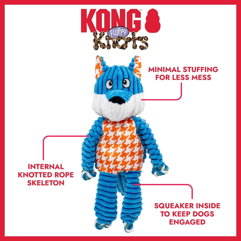 KONG Floppy Knots Fox Squeaker Dog Toy, Medium/Large photo 2