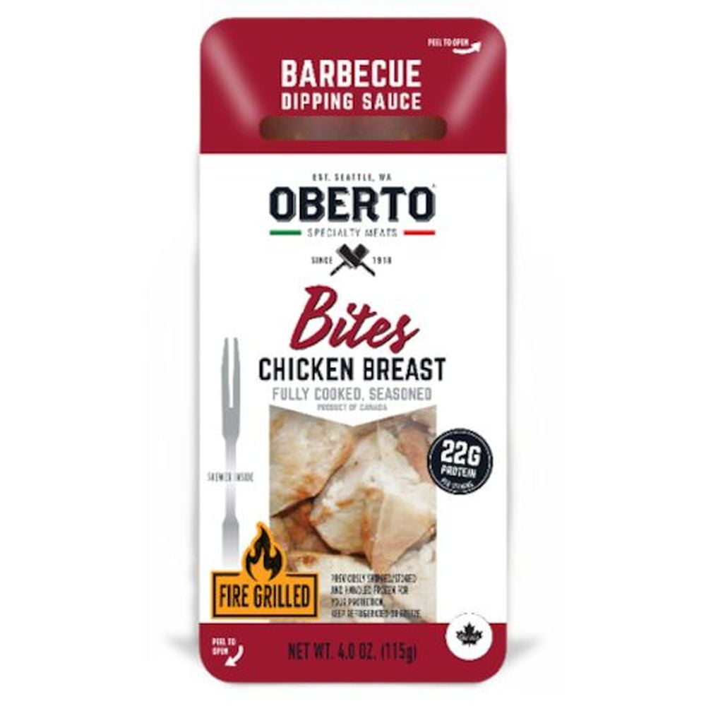 Oberto Fully Cooked Seasoned BBQ Chicken Breast Skewers, 4 Ounce -- 30 per case