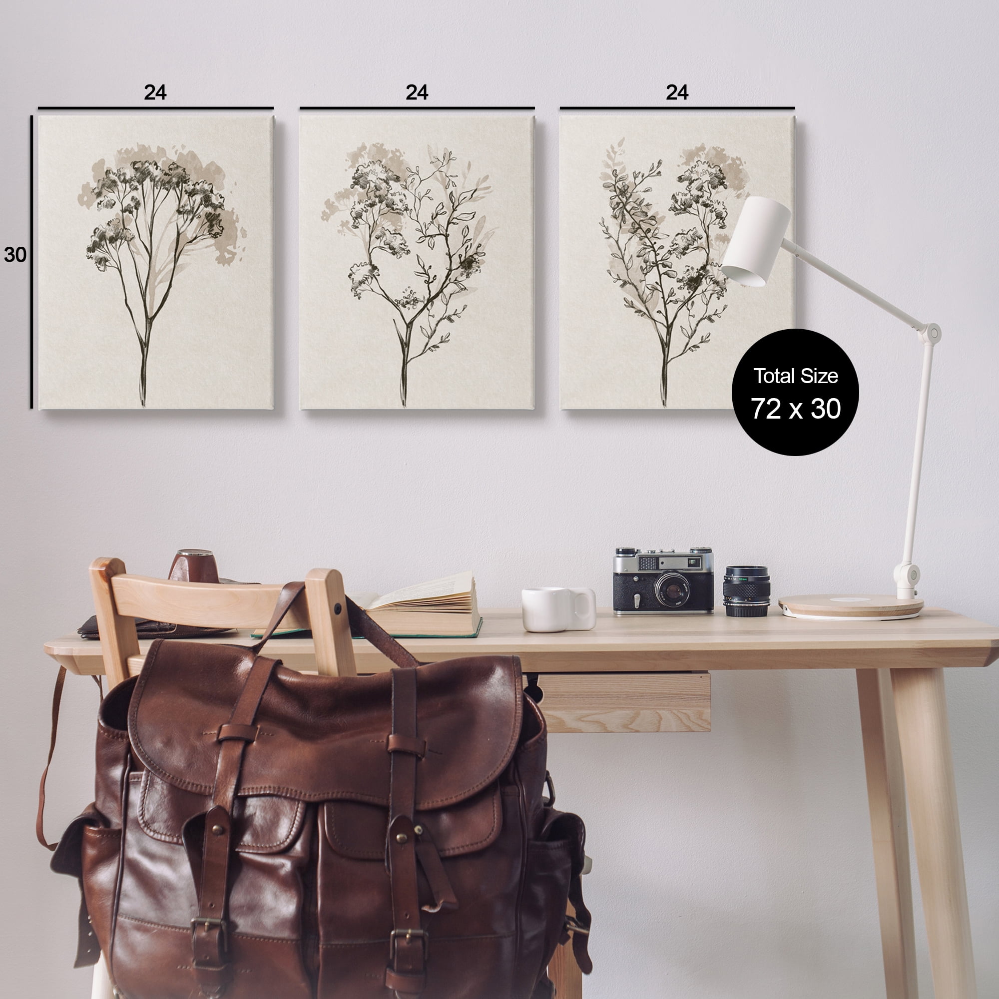 Stupell Industries Beige Cottage Herbs Botanical & Floral Painting Gallery Wrapped Canvas Print Wall Art, 24 x 30, Set of 3