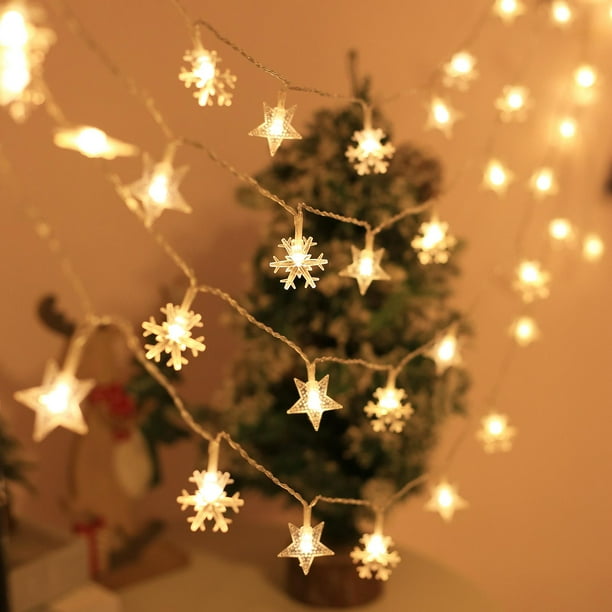 de de estrella, lámpara de cadena de adorno LED blanca cálida decorativa transparente, para patio, ventana de 3 metros Macarena Lámpara de cuerda
