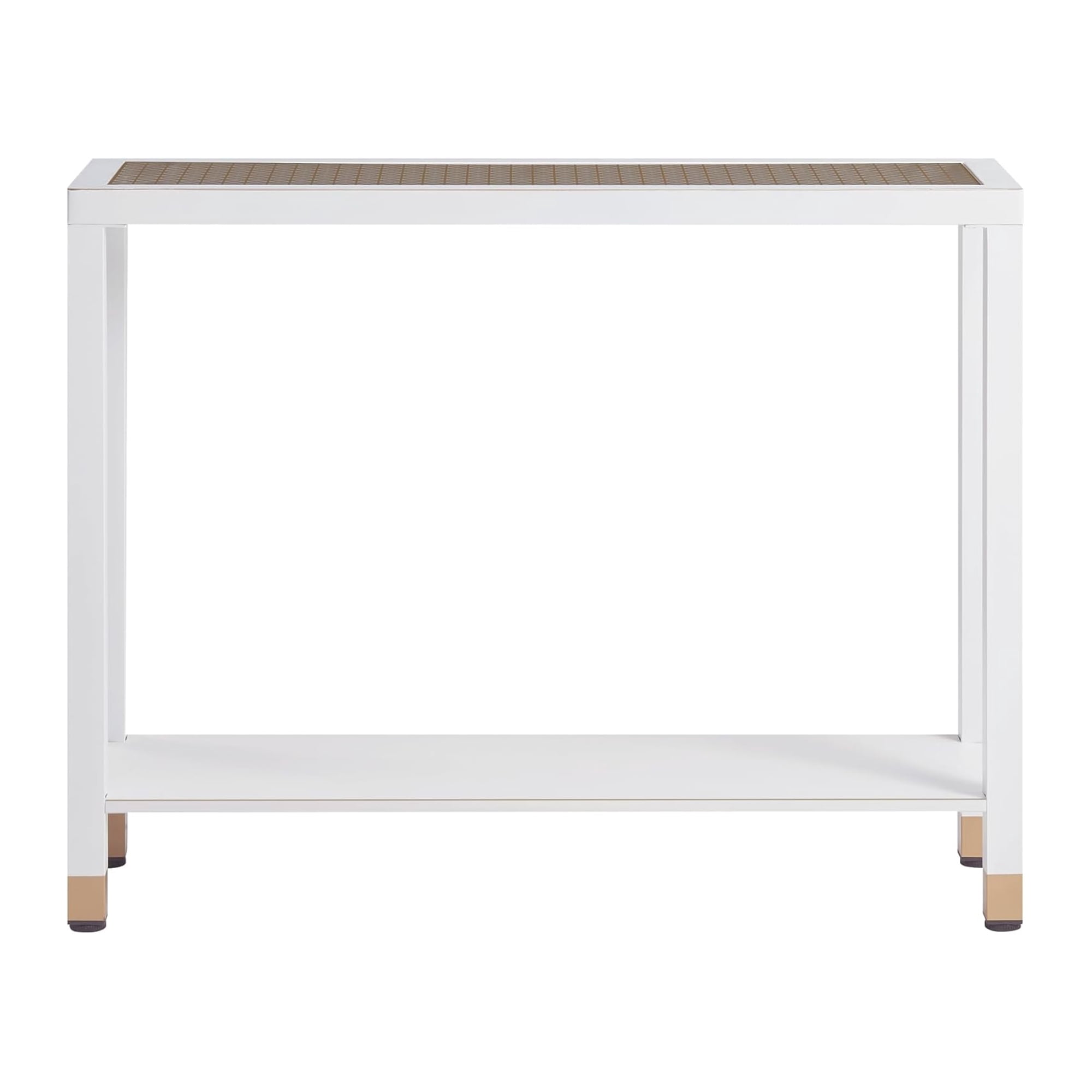 Leumius Glass Entryway Table, 2-Tier Entry Way Console Entrance Table, 41"L Narrow Sofa Table with Shelves for Hallway, Entryway, Living Room, Foyer, Corridor and Office White