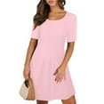 thumbnail image 6 of Felirenzacia Womens Casual Short Sleeves Round Neck Pleateed Front A Line Short Midi Dress with Pockets, Wear to Work Dress, 6 of 8