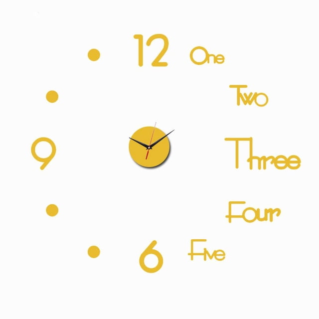 Reloj de pared grande sin marco 3D DIY, reloj de pared con espejo de pared dorado Zulema Reloj creativo de pared 3D