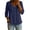 Navy, variant on Women's Cotton Linen 3/37 Sleeve Blouse V Neck Button Down Peplum Tunic Shirt Summer Casual Loose Lightweight Tops Navy M