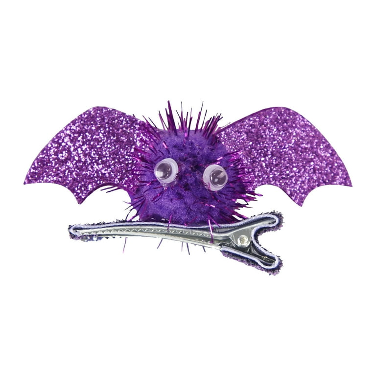 Enchanting Halloween Elegance: A Glimpse of the Lovely Irresistible and Creepy Delight of the 1pair Purple Bat Hairpin Children Costume Headdress