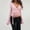 *Pink, variant on ClodeEU Women's V Neck Lace Trim Long Bell Sleeve Blouse With Tie Waist,Casual Slim Fit Elegant Top Black,Women's Plus L