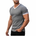 thumbnail image 3 of IhhxPro Men's Knit V-Neck Fitness Tee Quick Dry Stretchable Ribbed Workout Shirt Athletic Gym Activewear Slim Fit Casual Summer Training Top S-3XL, 3 of 9