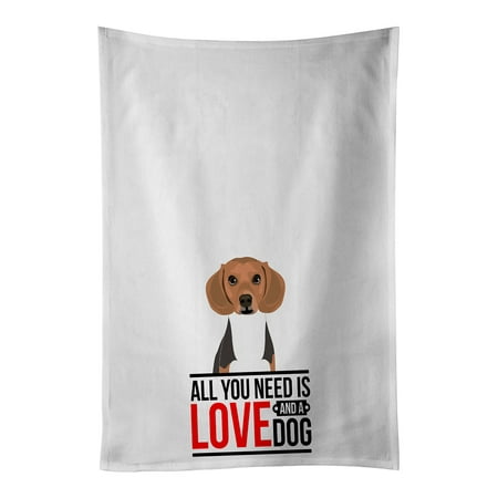 

Beagle Tricolor #1 White Kitchen Towel Set of 2 19 in x 28 in