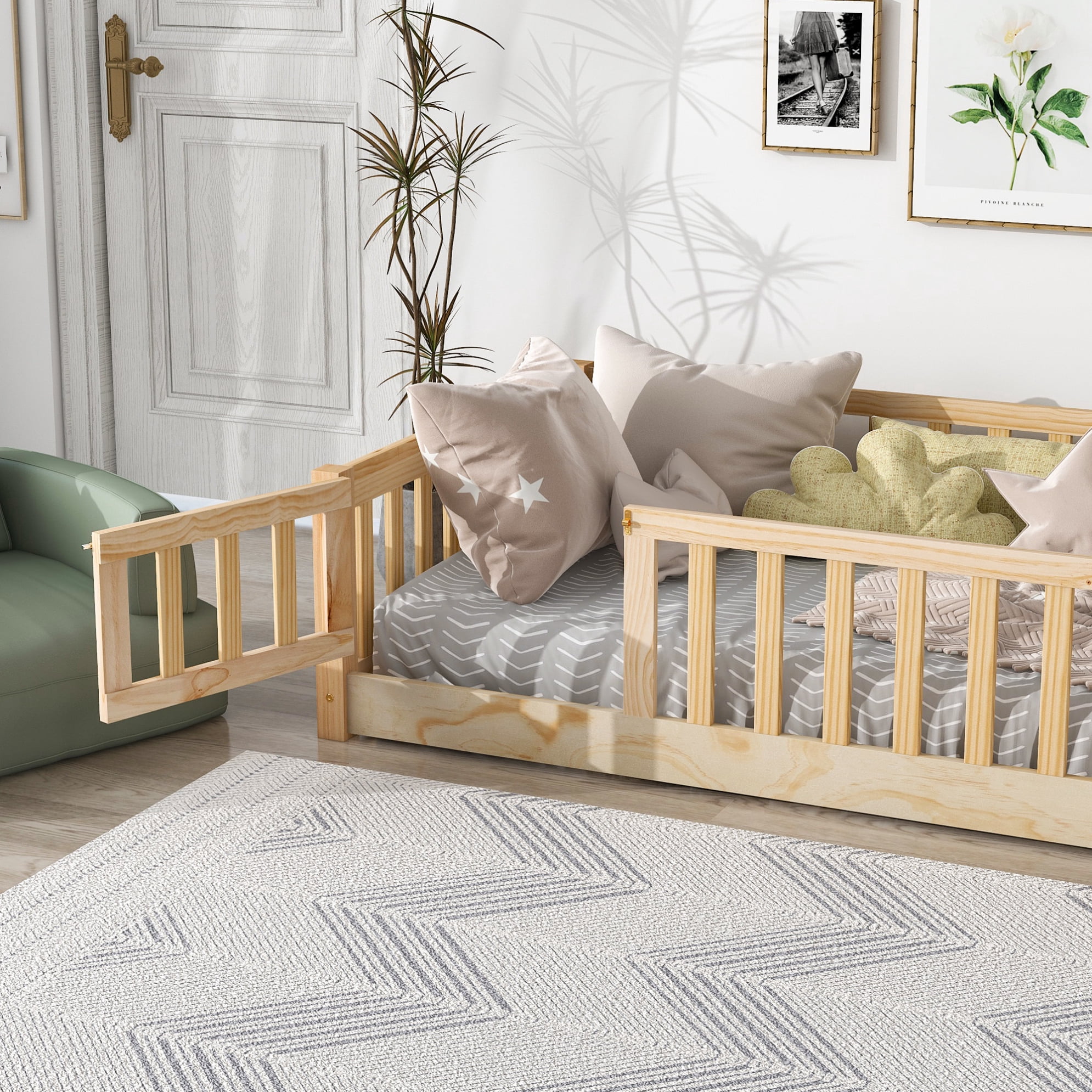 Triple Tree Kids Twin Pine Toddler Beds, Natural