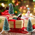 thumbnail image 6 of Duslogis 72 Pcs Mini Christmas Sisal Snow Frost Trees with Wood Base Artificial Winter Bottle Brush Tabletop Trees for Christmas Decoration and Display (Green), 6 of 7