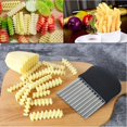 thumbnail image 3 of Cortador arrugado grande, cortador de patatas, cortador de patatas fritas, cortador de patatas, frutas, verduras, cuchillo picador ondulado, acero inoxidable, negro, 3 of 5