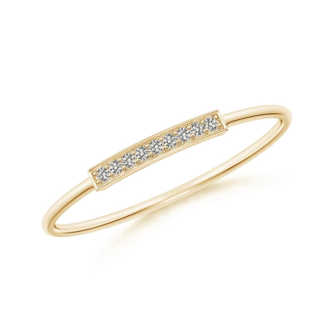 Angara Natural Diamond Ring - Pave Set Diamond Bar Ring in 14K Yellow Gold for Women (Ring Size = 9)