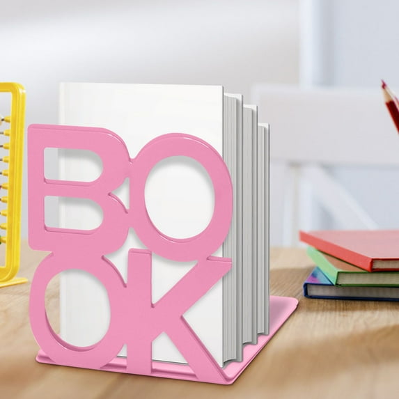 Ausyst Office Supplies 2023 2 Pairs Bookends, Book Holder, Letter Pattern Metal Book Stand Supports For Bookshelf Decoration Gift on Clearance
