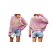 thumbnail image 3 of Women'S Oversized Batwing Sweaters 2025 Fall Outfits Trendy Crewneck Knit Side Slit Pullover Tops Purple Green XL, 3 of 7