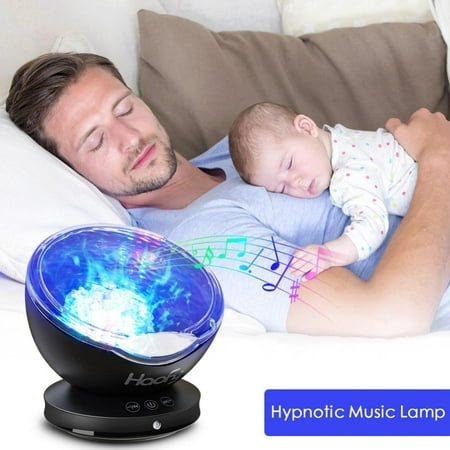 Ocean Wave Night Light Ocean Wave Projector with Built-in Mini Music Player 7 Colors Night Lamp for Baby Kids Mommy Bedroom Living Room Party Dating (12