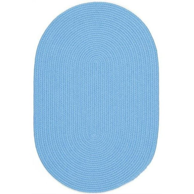 Rhody Rug HB07R120X120 10 ft. Happy Braids Solid Aqua Blue Round Rug