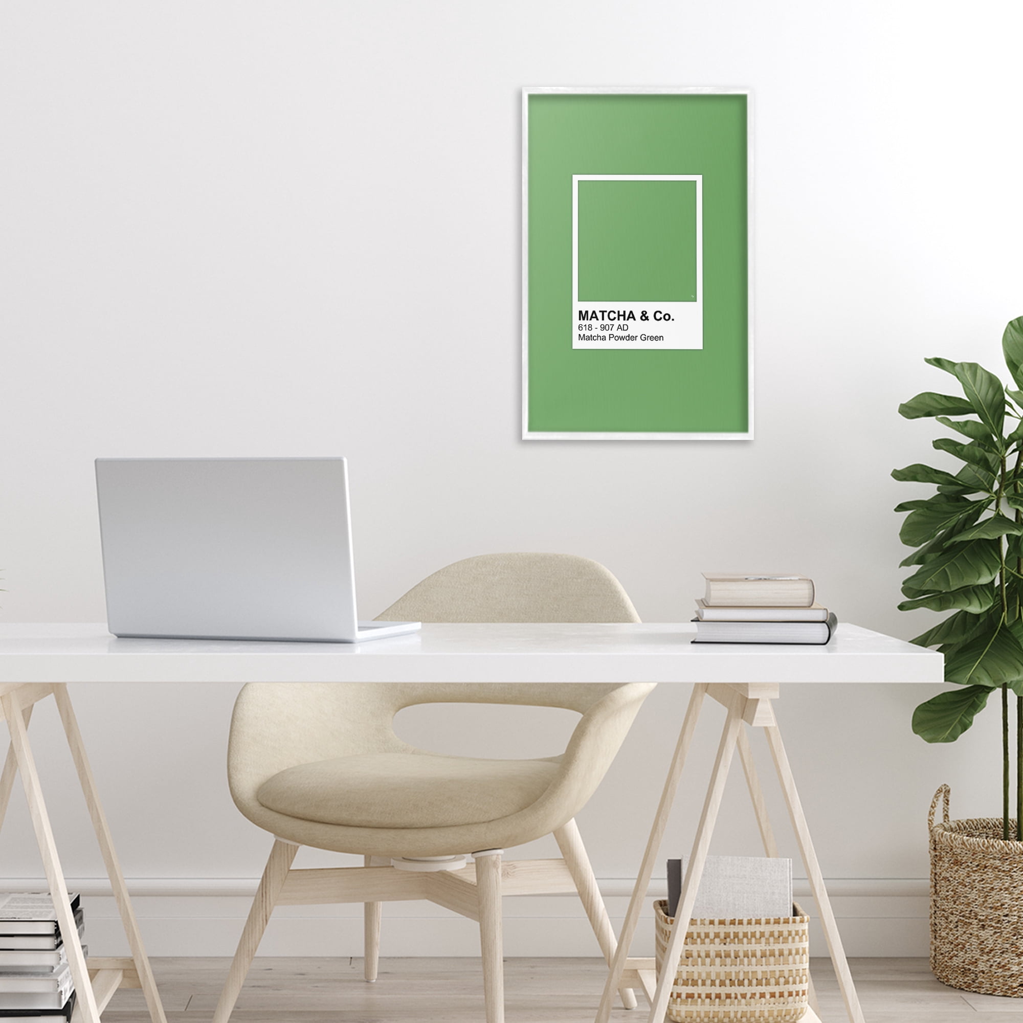Stupell Industries Matcha Powder Green Shade White Framed Giclee Art, design by Martina Pavlova