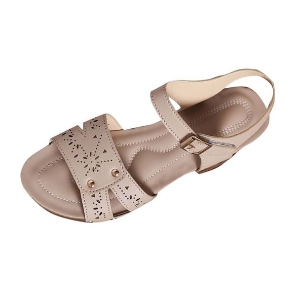Platform Heels for Women Chunky Heels Sandals Open Toe Block Heeled Sandals with Adjustable Straps Hollow Out Flowers Summer Shoes Beige Women Sandal