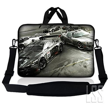 Computer Caring Case lss 15.6 inch laptop sleeve bag compatible with acer, asus, dell, hp, sony, macbook and more | carrying case pouch w/ handle & adjustable shoulder strap,racing cars ()