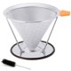 thumbnail image 1 of Kearding Filtro de café de acero inoxidable en forma de panal, filtro de café reutilizable, embudo de goteo de cono con cepillo de soporte de taza Juegos de servir café y té No.01 Kearding JJ12804-01B, 1 of 1